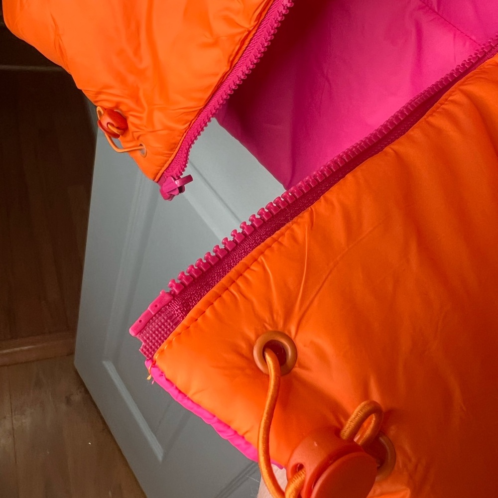 Vibrant Pink and Orange Women's Cropped Reversible Vest - Picture 10 of 13
